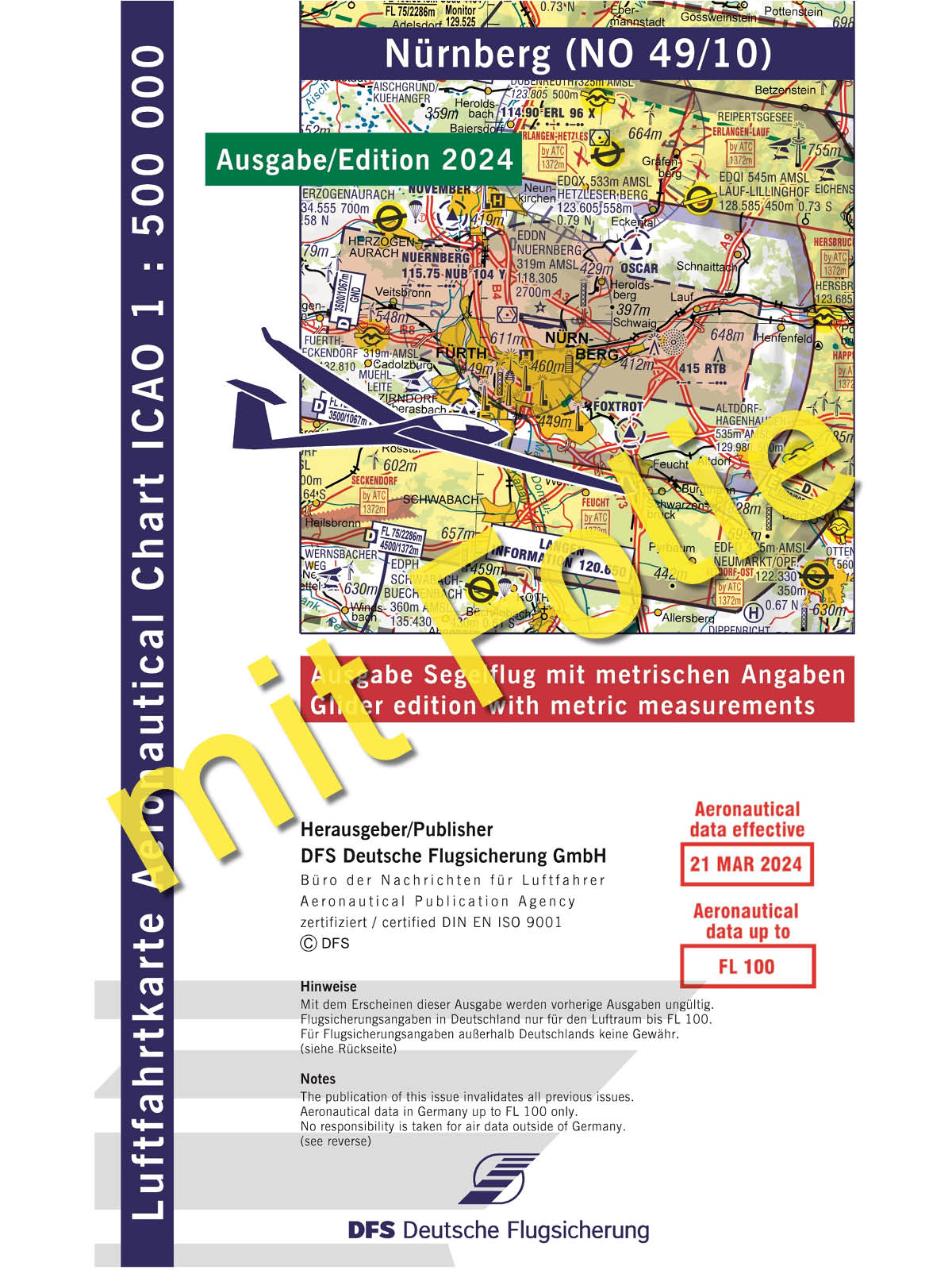 ICAO Glider Chart Germany laminated Nürnberg 2024 folded 2024