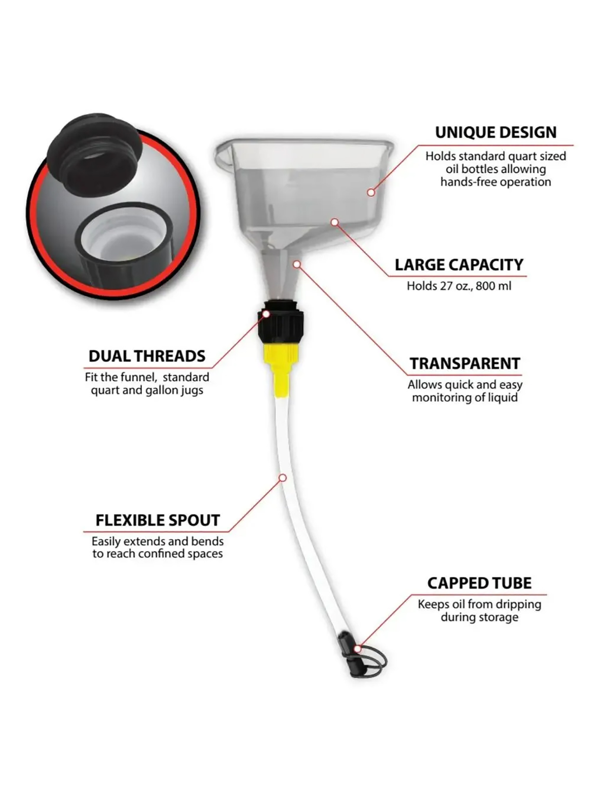 Oil Filler Spout with Funnel - for US-Quart Bottles