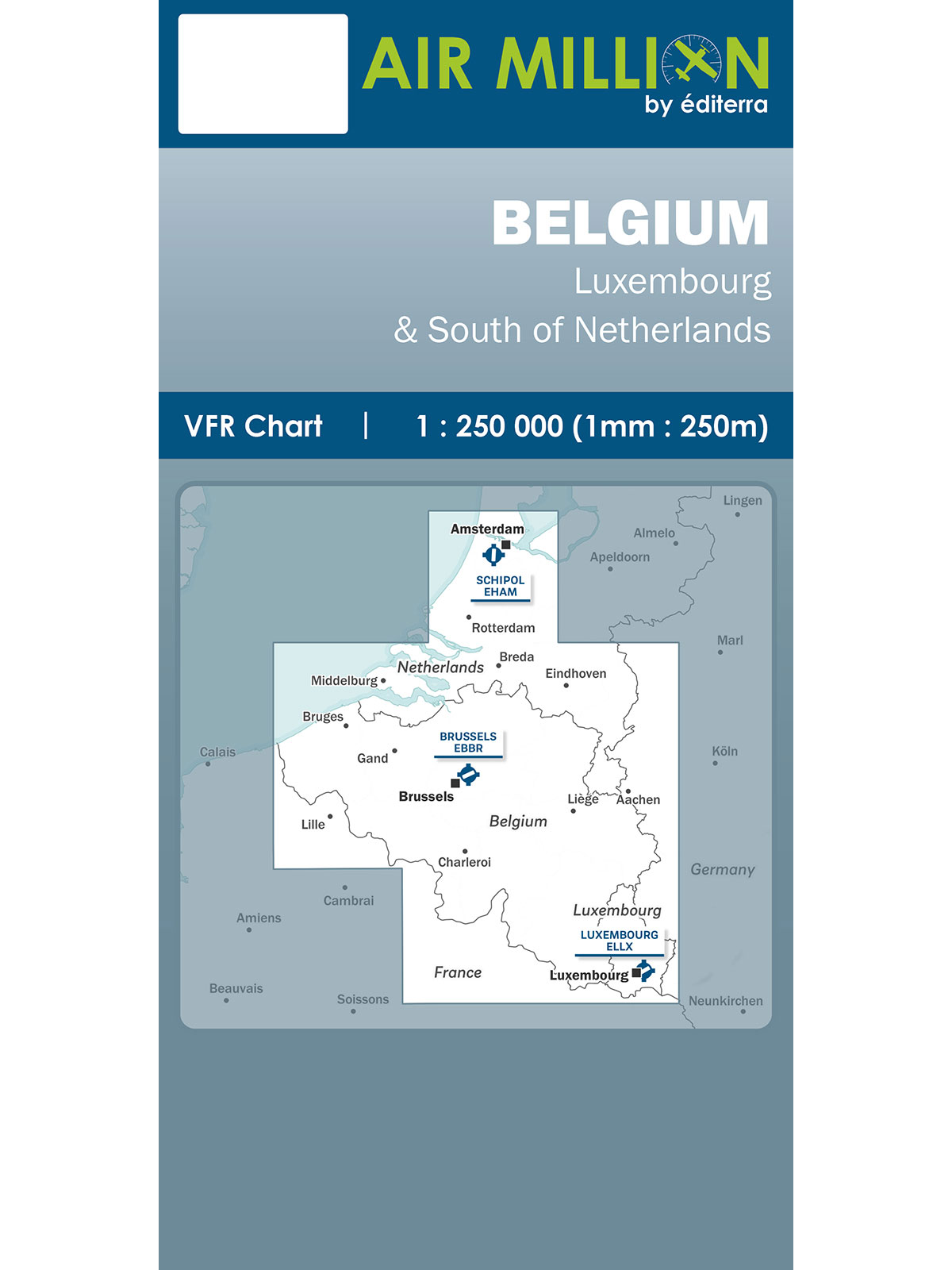 Belgium - Air Million Zoom VFR Chart 1:250.000, gefaltet