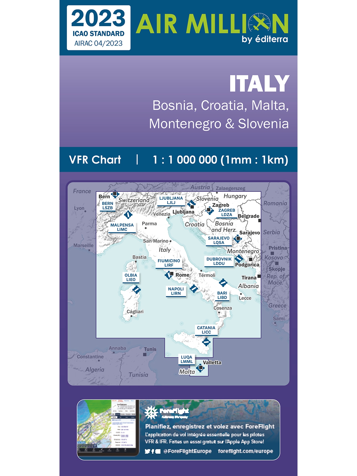 Italien - Air Million VFR-Karte 1:1.000.000, gefaltet, 2023