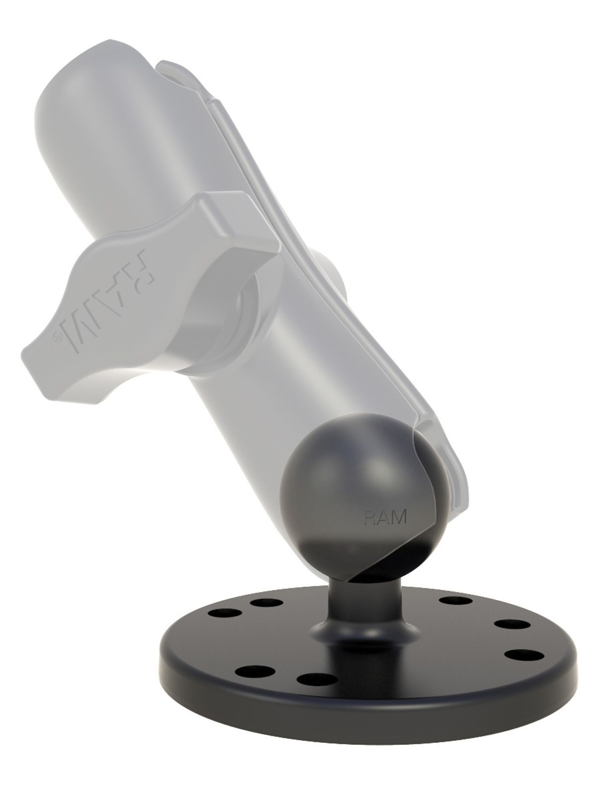 RAM Mounts Aufbau-Set - B-Kugel (1 Zoll), 2x runde Basisplatte (AMPS), mittlerer Verbindungsarm