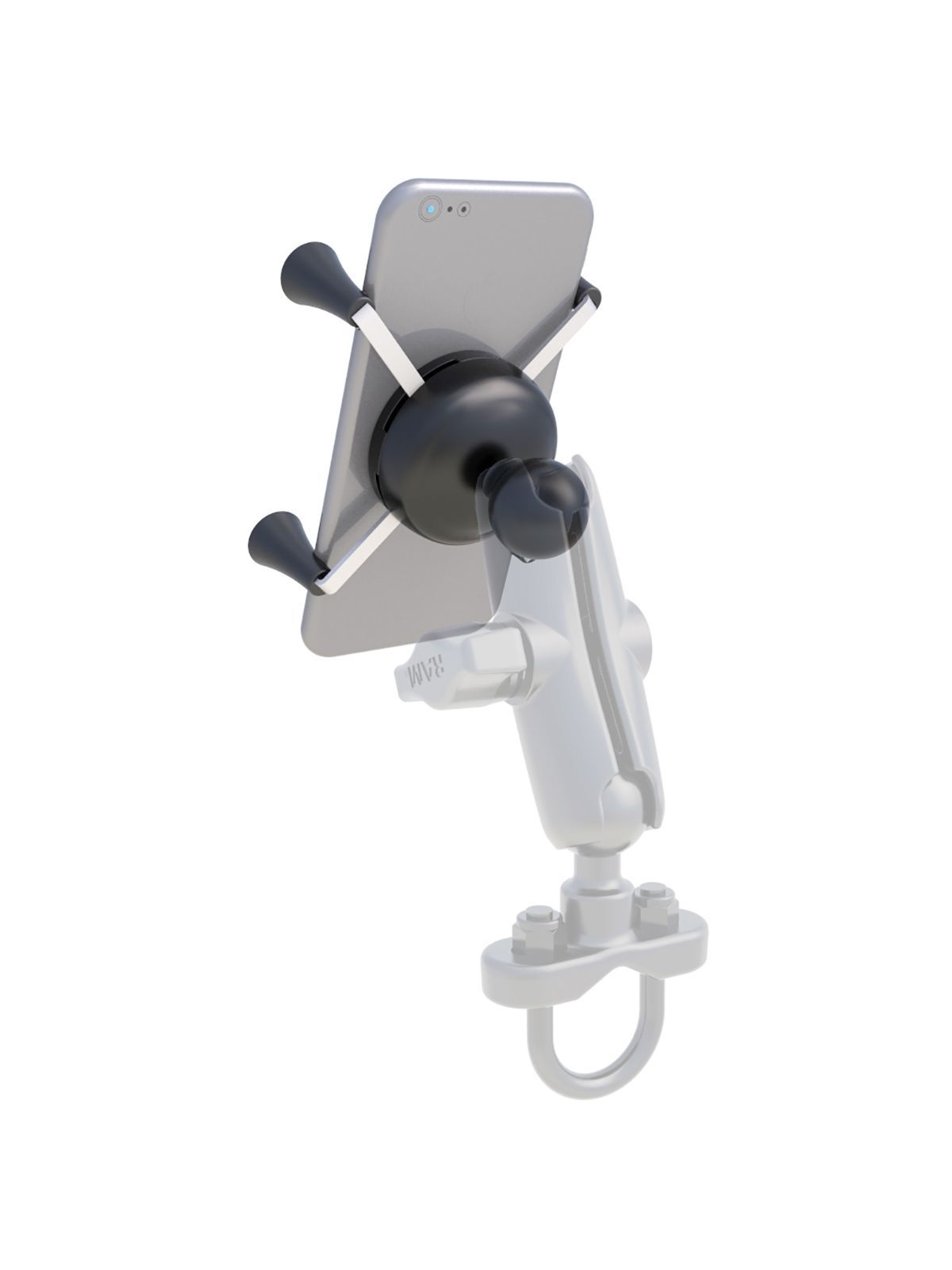 RAM Mounts X-Grip Assembly Mount for Smartphones (Composite) - Up to 82.55 mm Width - Medium Arm - Round Base Plate (AMPS) - B-Size (1“) - Screw Set