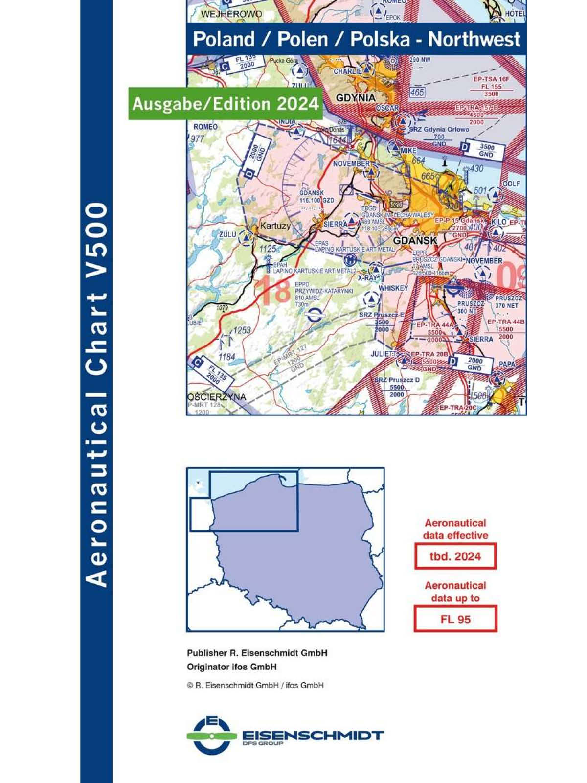 Poland Northwest V500 VFR Chart - paper, folded, 2024