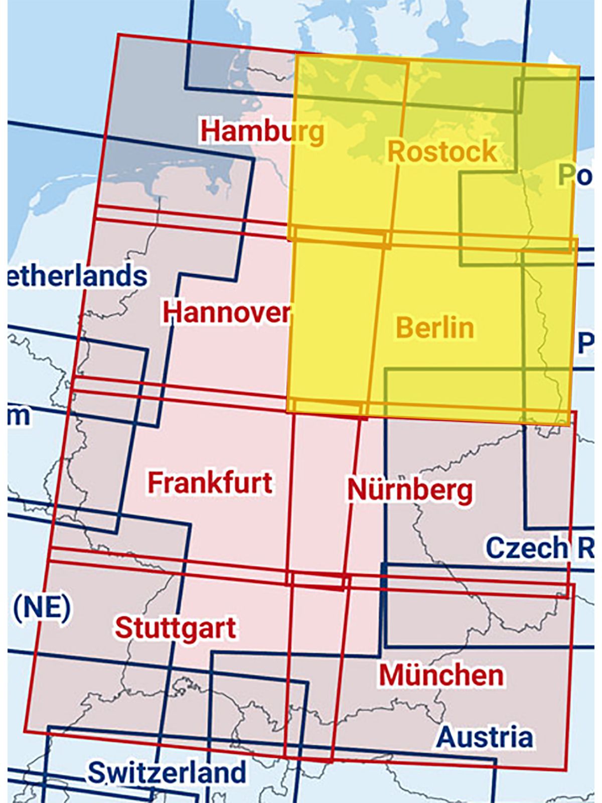 Rostock / Berlin 2026 - Zusammengesetzte ICAO Karte mit Folie
