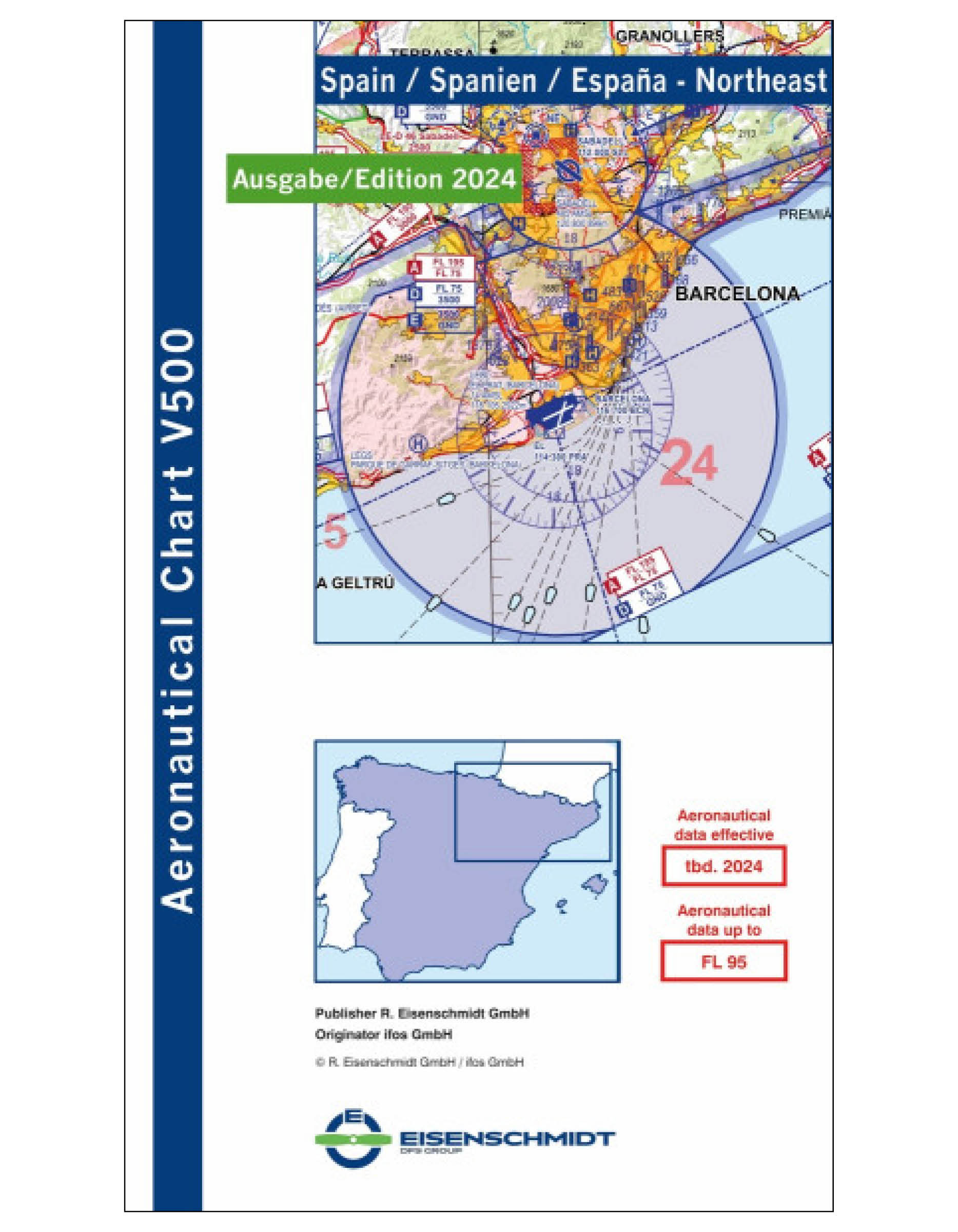 Spain Northeast V500 VFR Chart - paper, folded, 2024