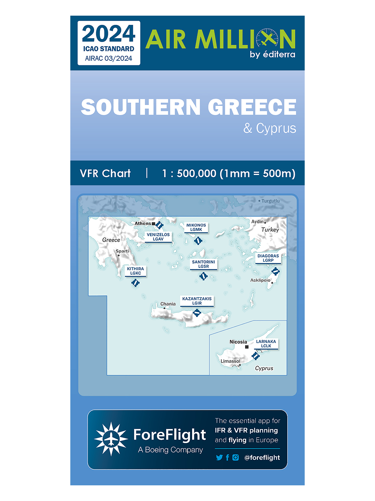 Süd-Griechenland - Air Million Zoom VFR-Karte 1:500.000, gefaltet, 2024