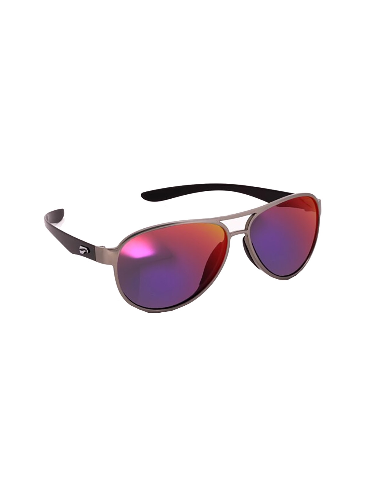 Flying Eyes Sonnenbrille Kestrel Aviator - Rahmen silberfarben mit schwarzen Bügeln, Linsen Sunset (verspiegelt)