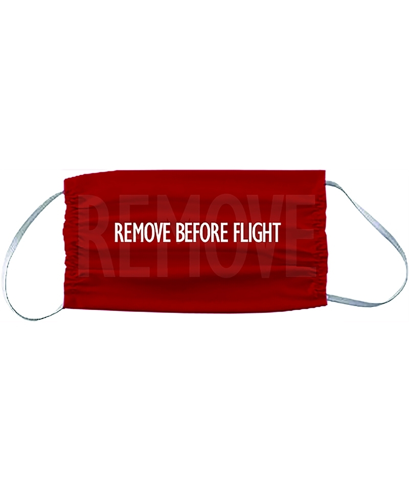Mund-/Nasen-Bedeckung REMOVE BEFORE FLIGHT - rot/weiß