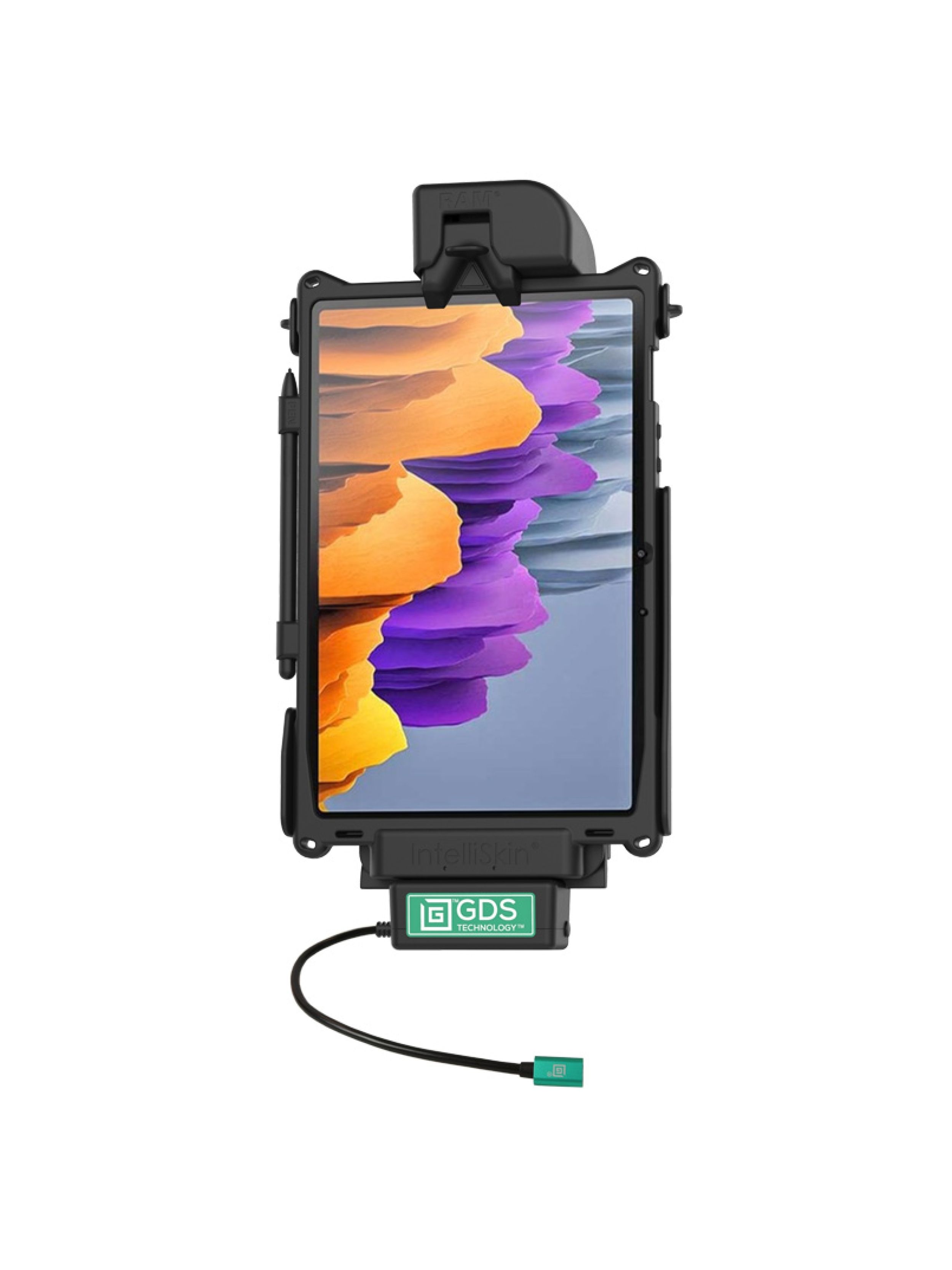 RAM Mounts GDS Tough-Dock Holder (Latch) for Samsung Tab S7 FE, S7+, S8+, S9 FE+, S9+ & S10+ - in IntelliSkin Next Gen Protective Sleeve - USB-C Power
