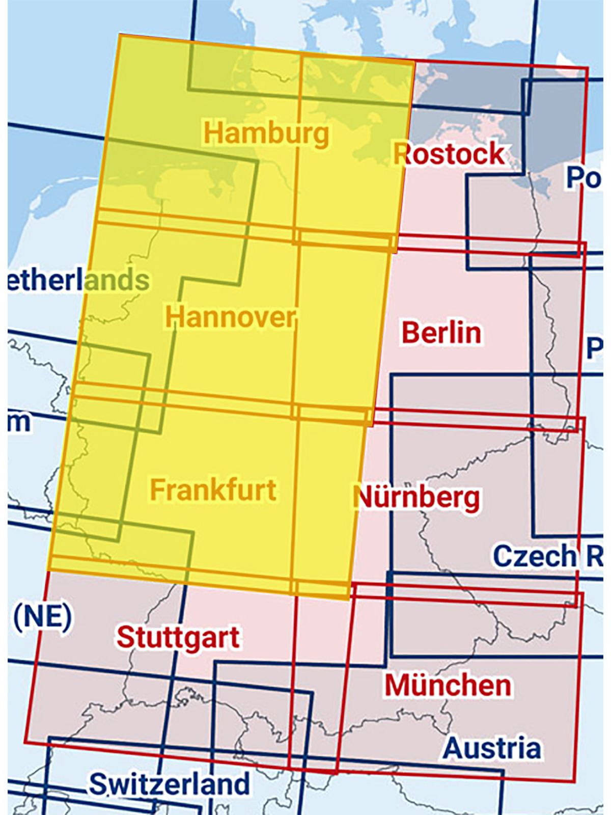 Hamburg / Hannover / Frankfurt 2026 - Zusammengesetzte ICAO Karte mit Folie