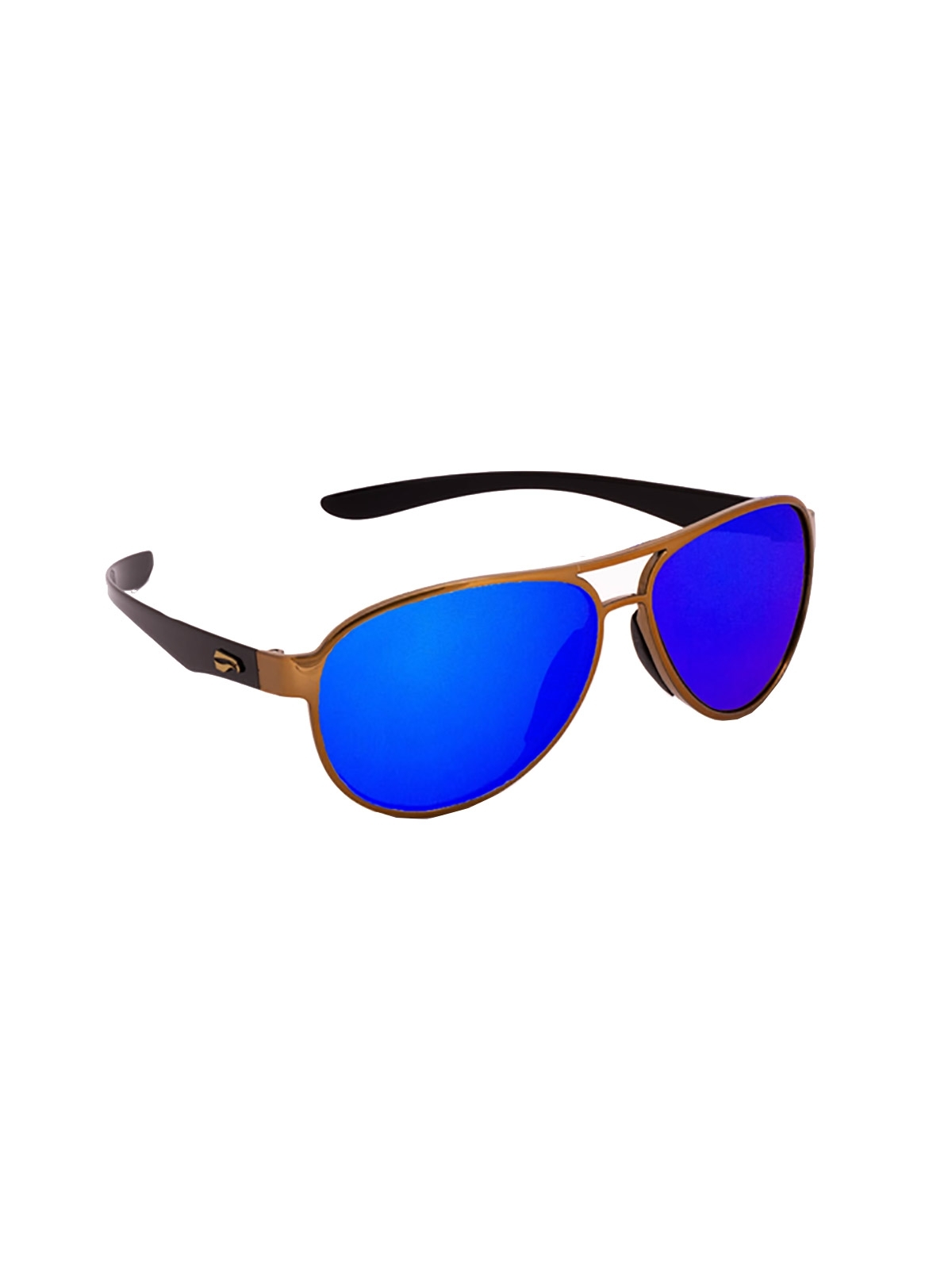 Flying Eyes Sunglasses Kestrel Aviator - Golden Front Frame, Mirrored Sapphire Lenses