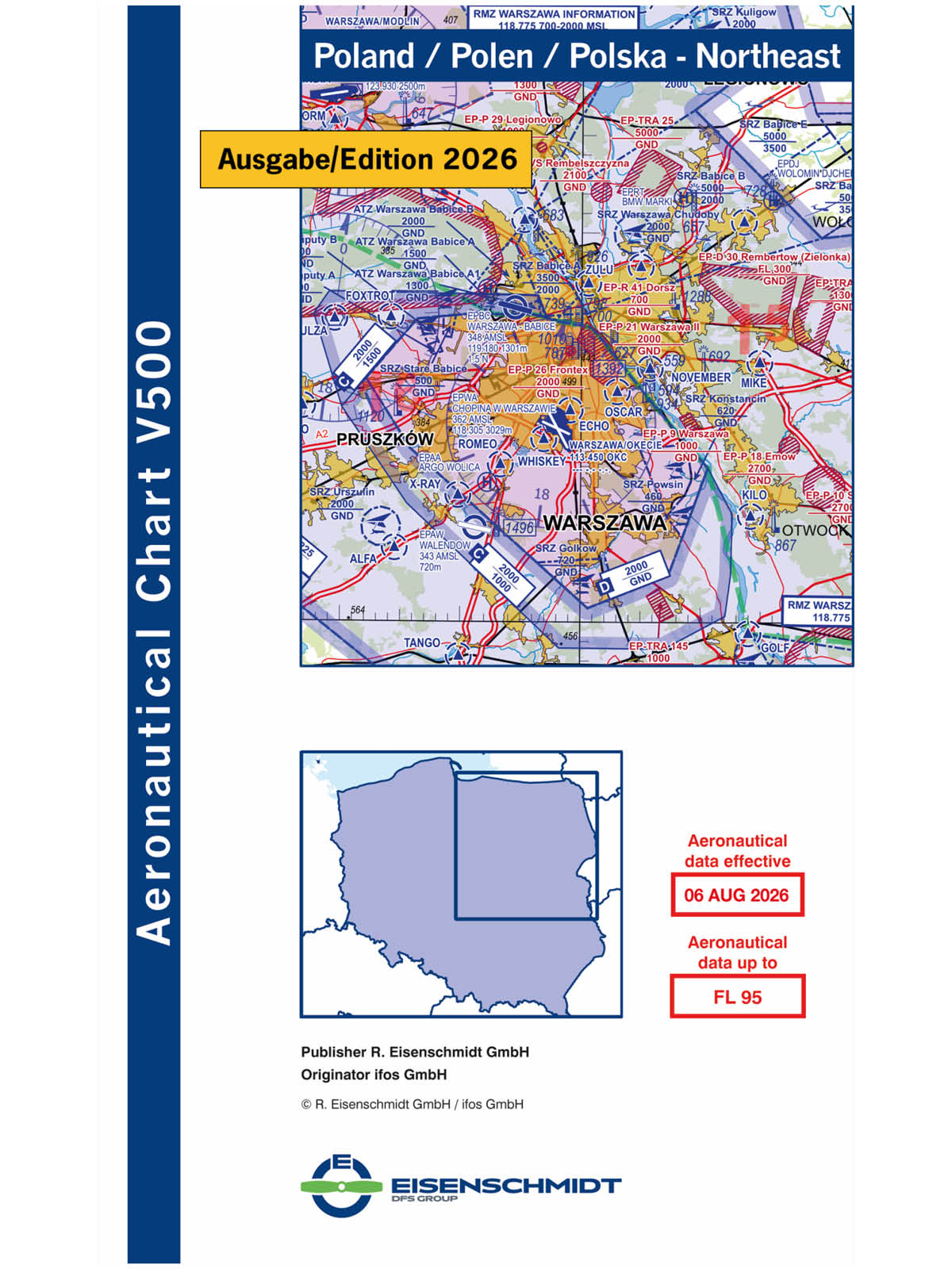 Polen Nordost V500 VFR-Karte 2026 - Papier, gefaltet