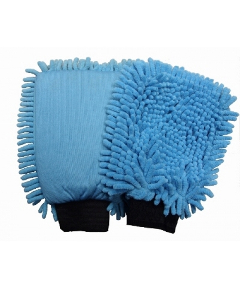 ROTWEISS - Mikrofaserhandschuh Rasta - blau, zwei Reinigungsseiten