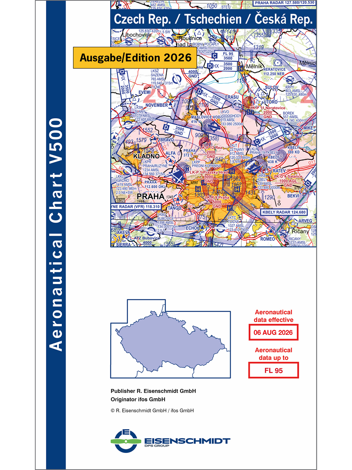 Czech Republic V500 VFR Chart - paper, folded
