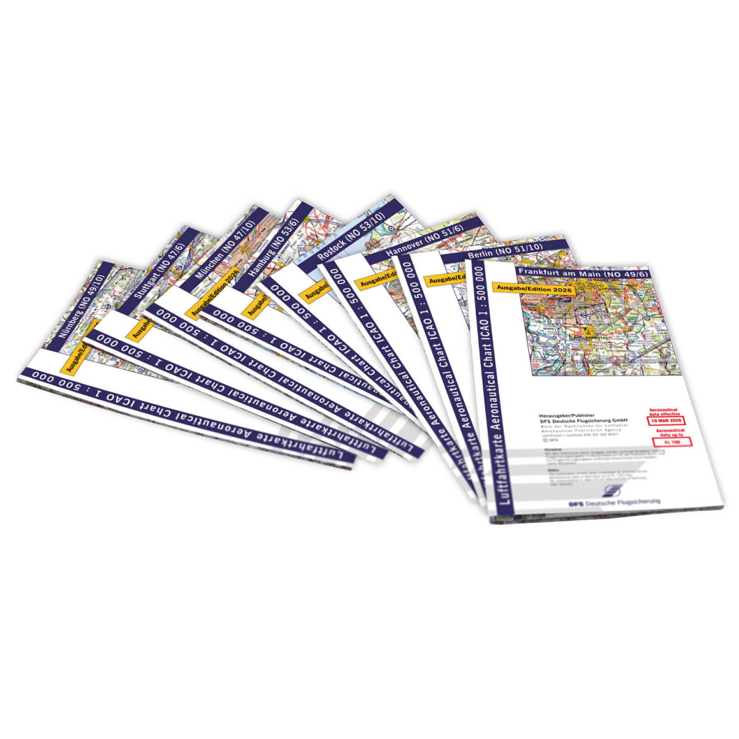 Satz ICAO Motorflugkarten Deutschland 2026 - gefaltet, ohne Folie