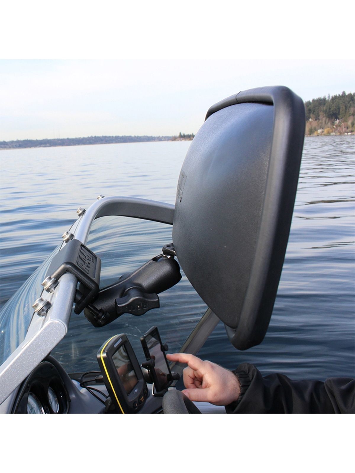 RAM WATER SKI MIRROR W/ WINSHIELD BRKT.
