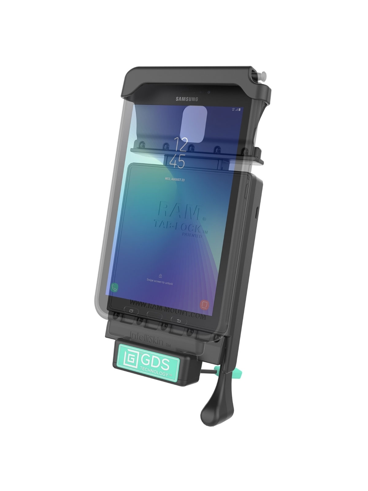 RAM Mounts GDS Tab-Lock Holder (Key-Locking) for Samsung Tab Active 2 - in IntelliSkin Protective Sleeve - USB-C Connector