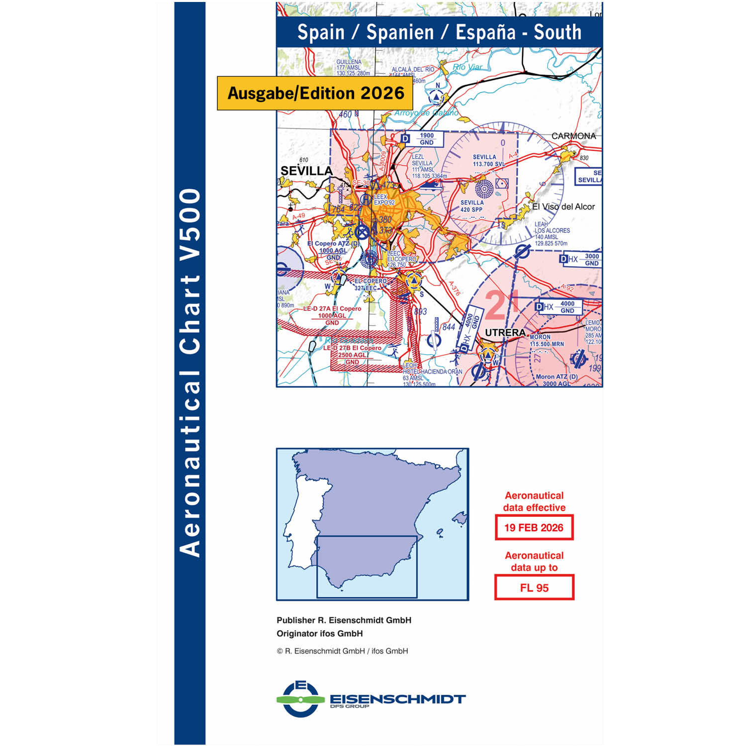 Spanien Süd 2026 - V500 VFR-Karte, Papier, gefaltet