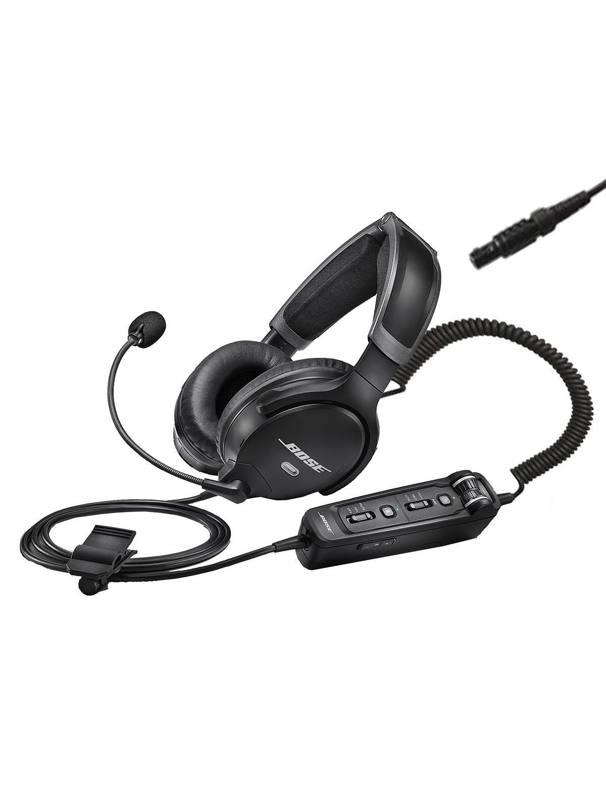 BOSE A30 Aviation Headset Non-Bluetooth - LEMO-Stecker (6-Pin, Panel), gewendeltes Kabel, hohe Impedanz