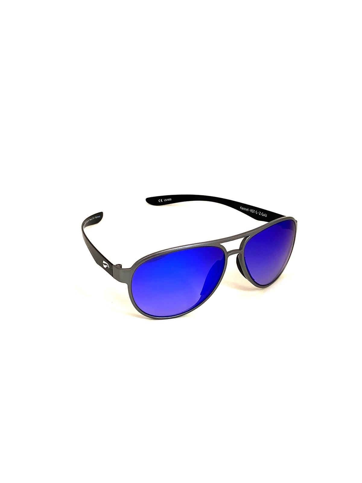 Flying Eyes Sunglasses Cooper Narrow (Kestrel) - Silver Front Frame, Gradient Mirrored Sapphire Lenses