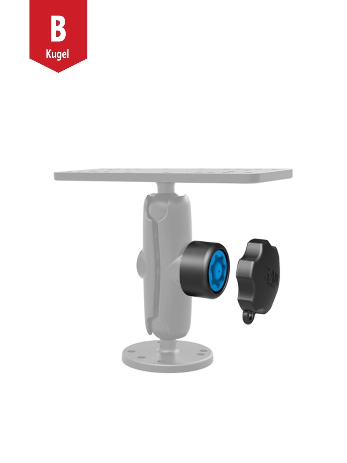 RAM Mounts Pin-Lock Sicherung und Adapter (7-Pin) - für B-Kugel Verbindungsarme, 1/4"-20 Innengewinde, im Polybeutel