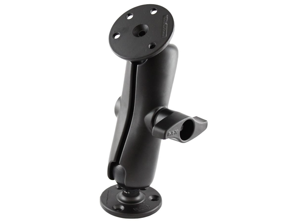 RAM Mounts Aufbau-Set - D-Kugel (2,25 Zoll), 2x runde Basisplatte (93,5 mm Durchmesser), mittlerer Verbindungsarm