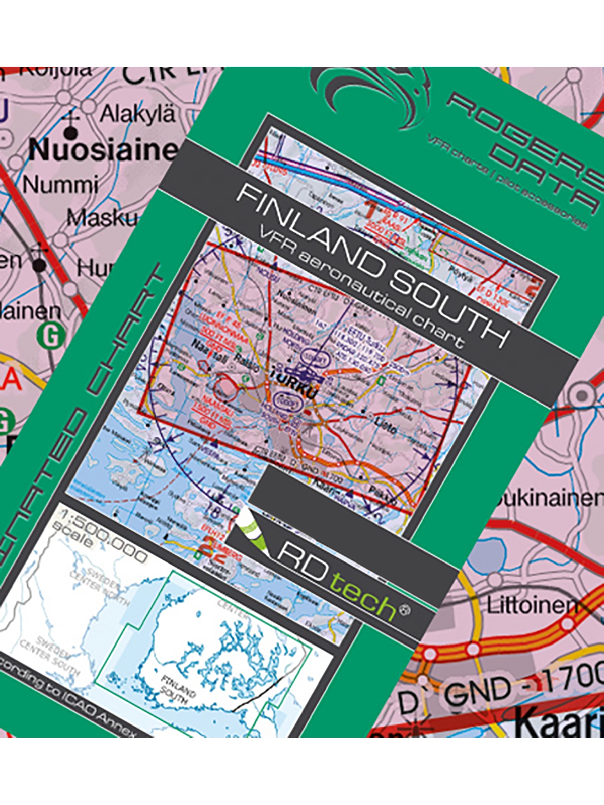 Finnland Süd - Rogers Data VFR Karte, 1:500.000, laminiert, gefaltet, 2024