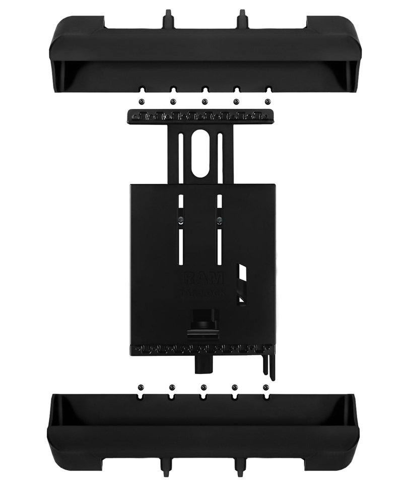 RAM Mounts Universal Tab-Lock Halteschale (abschließbar) für Panasonic Toughpad FZ-A1 (in Schutzgehäusen) - AMPS-Aufnahme, Schrauben-Set, im Polybeute