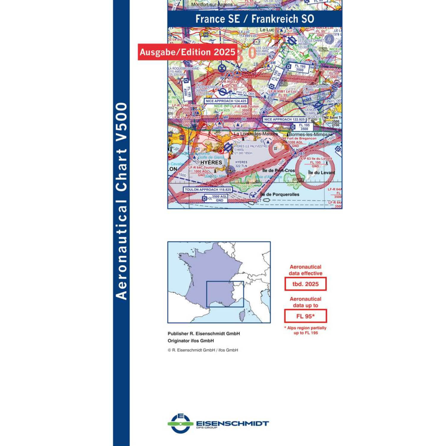 France Southeast V500 VFR Chart - paper, folded