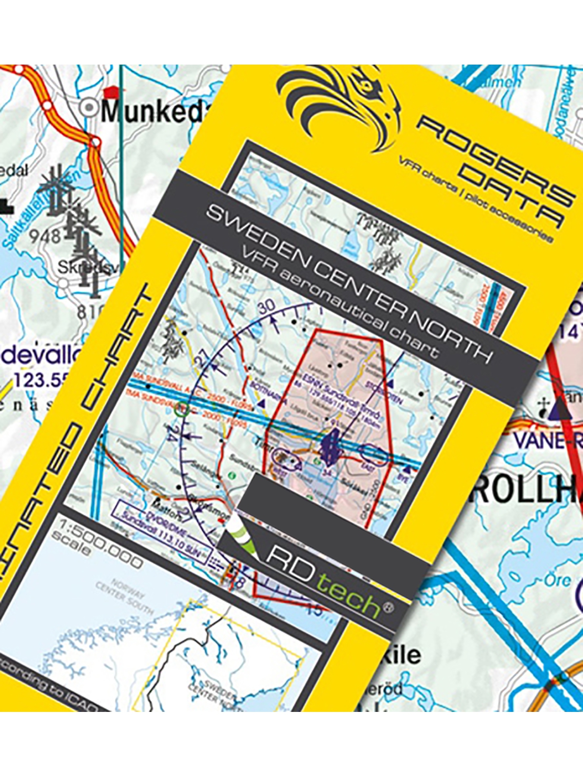 Sweden Center North - Rogers Data VFR Chart, 1:500,000, laminated, folded