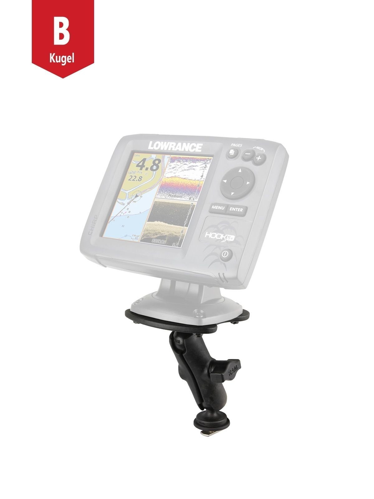 UNPK RAM HUMMINBIRD MNT W/ TRACK BASE
