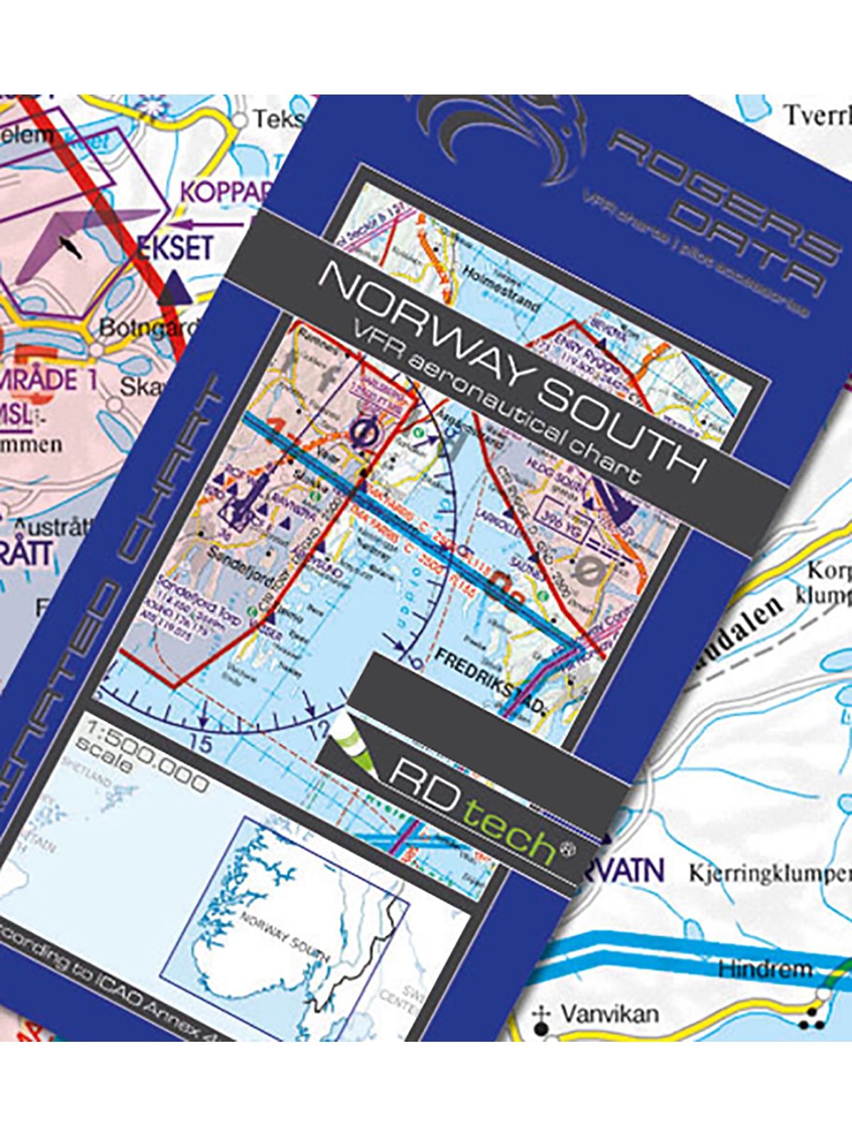 Norwegen Süd - Rogers Data VFR Karte, 1:500.000, laminiert, gefaltet, 2024 Norwegen Süd - Rogers Data VFR Karte, 1:500.000, laminiert, gefaltet, 2024