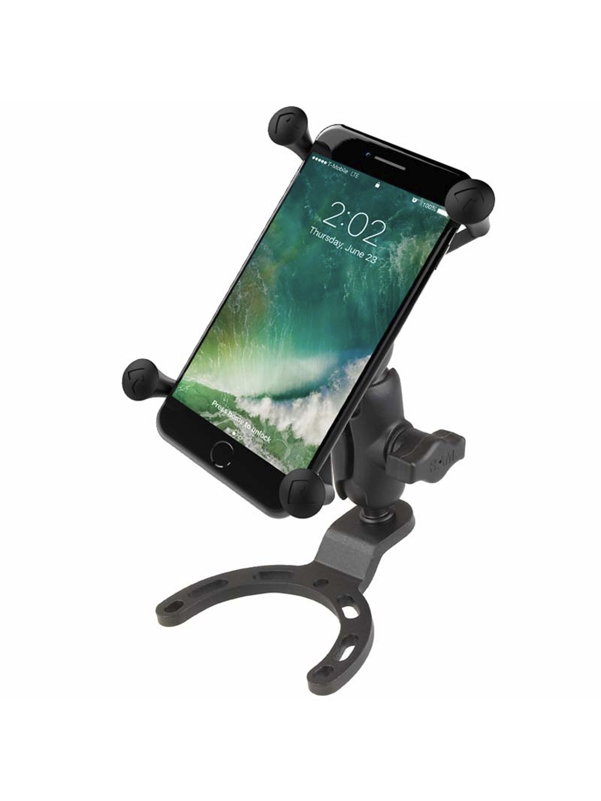 RAM Mounts Motorradhalterung  mit X-Grip Universal Halteklammer für große Smartphones (Phablets) - Tankbasis (Honda, Suzuki, Yamaha), kurzer Verbindun