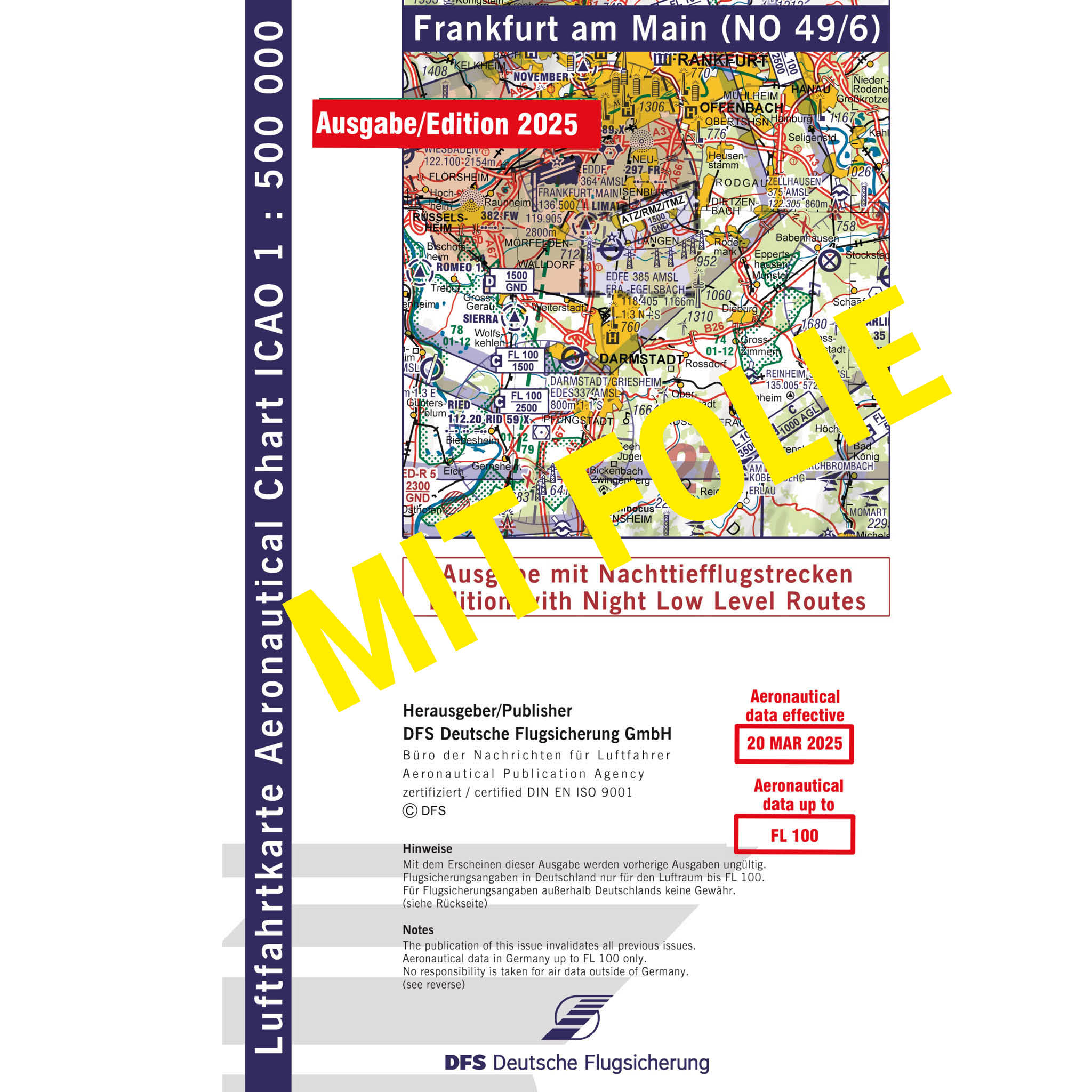 ICAO Deutschland mit Folie, Frankfurt, 2025, NTFS, gefaltet