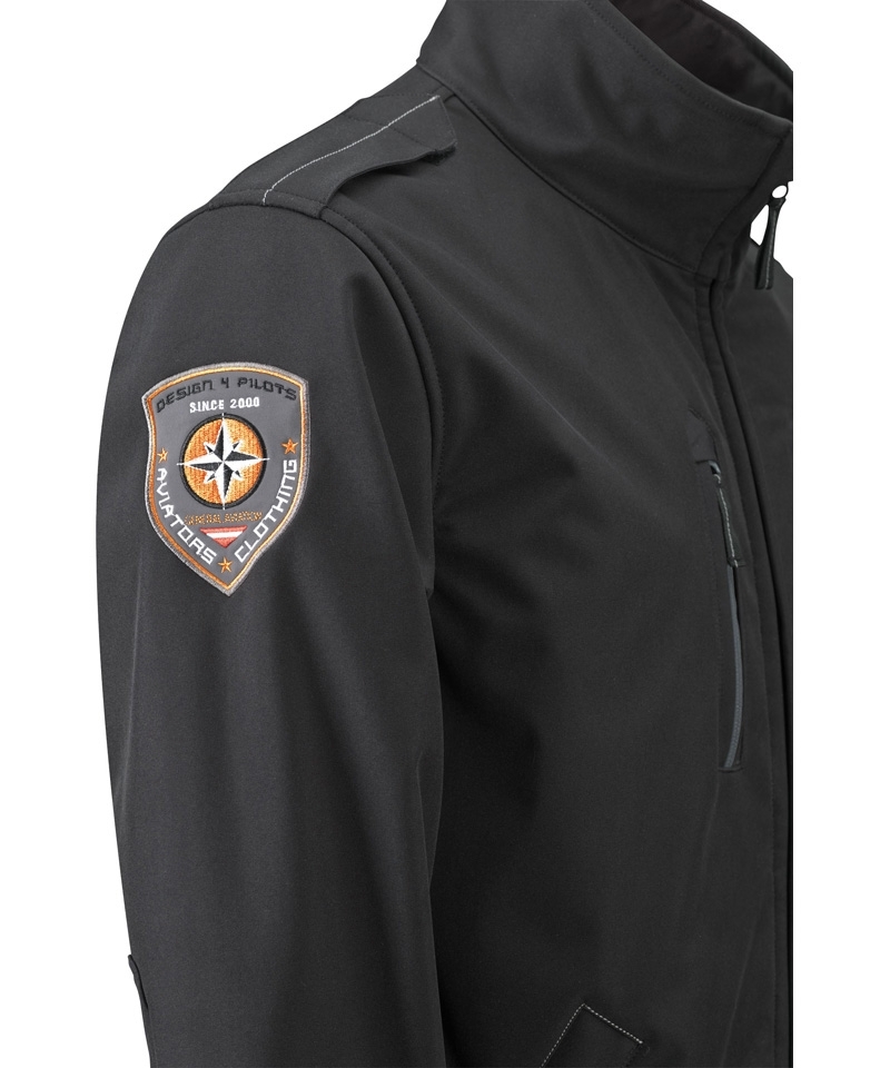 Pilotenjacke General Aviation, Softshell, schwarz, Wasser abweisend, winddicht - inkl. Warnweste