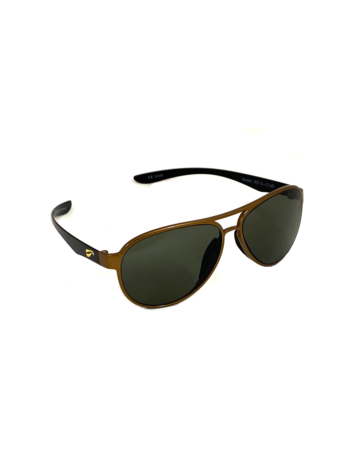 Flying Eyes Sonnenbrille Kestrel Aviator - Rahmen goldfarben mit schwarzen Bügeln, Linsen G15 (neutrales Grün)