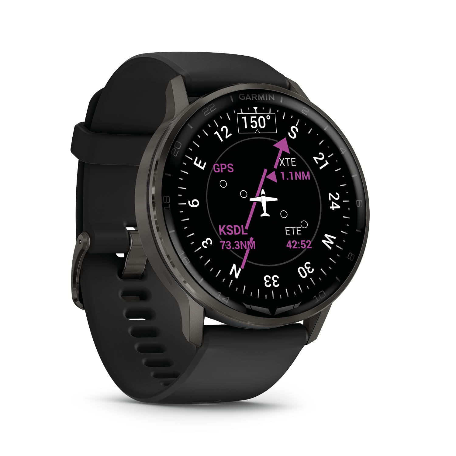 Garmin D2 Air X15 Aviator Smartwatch - Armband schwarz, Gehäuse schieferfarben