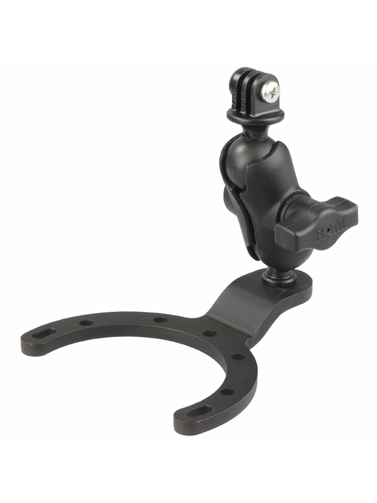 RAM Mounts GoPro Motorrad-Kamerahalterung (kurz) für BMW-/Kawasaki-Tanks - mit Tank-Adapter, B-Kugel (1 Zoll), im Polybeutel