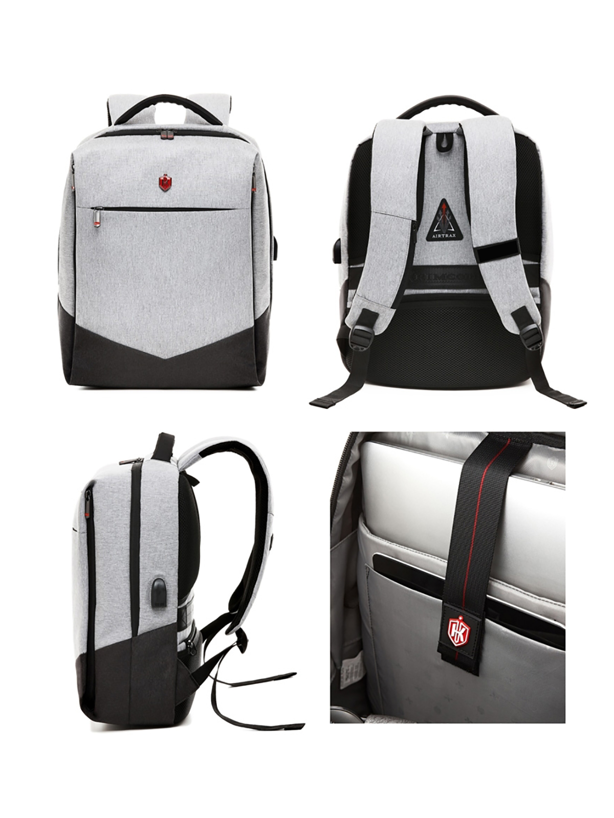 Business Formal I Rucksack - hellgrau/schwarz, 19,6 Liter Volumen, USB-A Anschluss