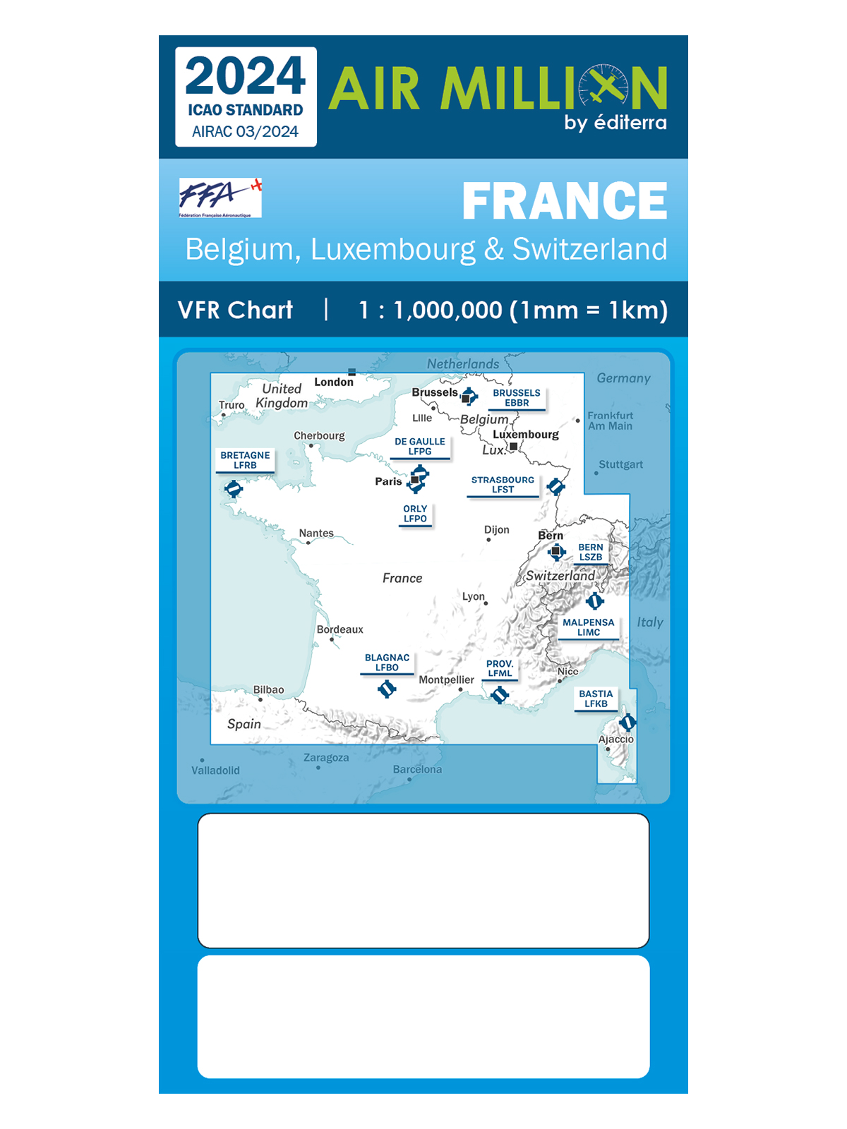 Frankreich - Air Million VFR-Karte 1:1.000.000, inkl. Nachbarländer, gefaltet, 2024