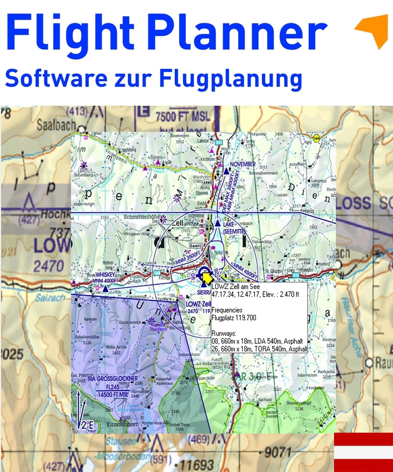 Flight Planner / Sky-Map - Trip-Kit Österreich (V500 Karte u. AIP)