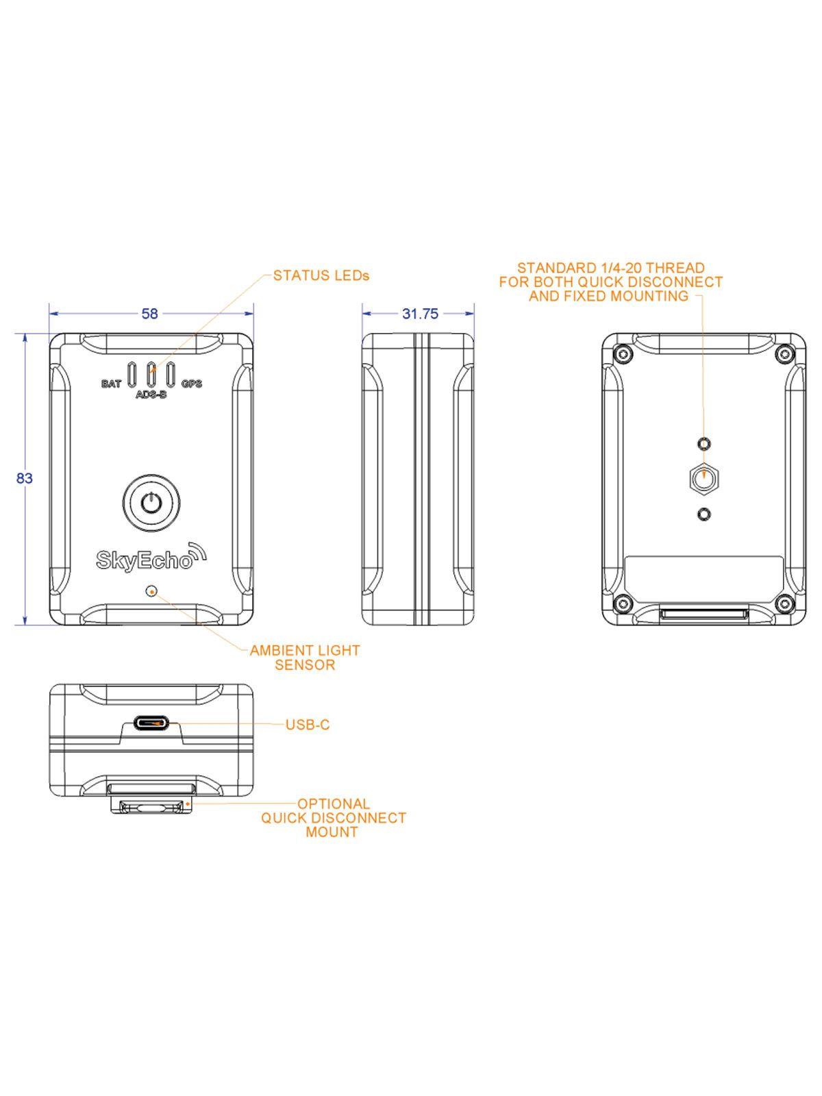 uAvionix SkyEcho II - Portable ADS-B IN/OUT Transceiver