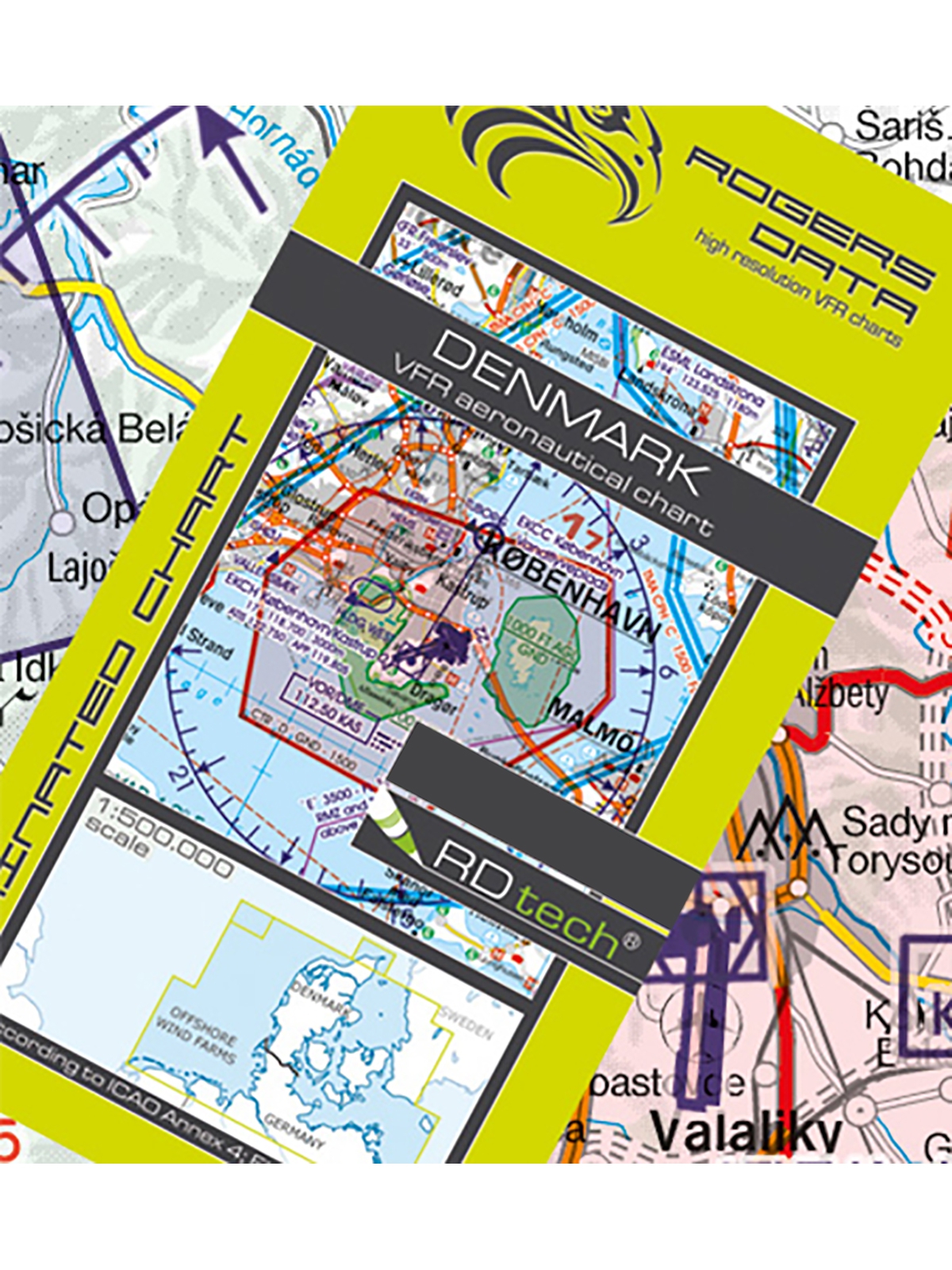 Denmark - Rogers Data VFR Chart, 1:500,000, laminated, folded