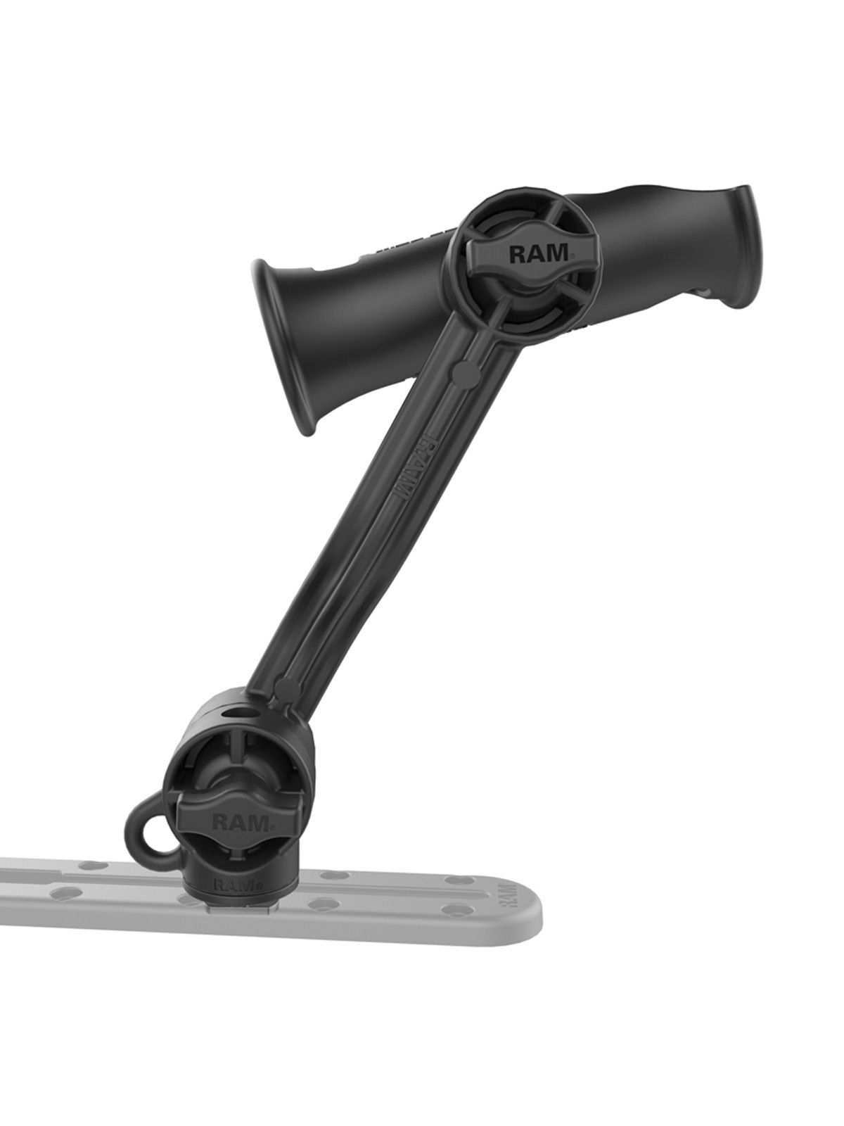 RAM Mounts Verbundstoff-Angelrutenhalter Tube Jr. - mit Ratchet-Verlängerungsarm u. Track-Basis (T-Slot)