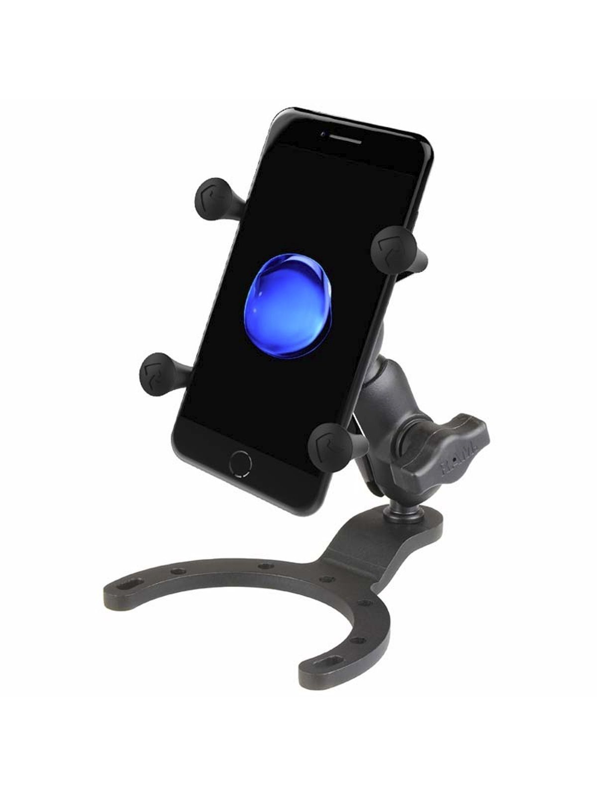 RAM Mounts X-Grip Motorrad-Halterung für Smartphones bis 82,6 mm Breite - B-Kugel (1 Zoll), Tank-Basis (BMW, Kawasaki), kurzer Verbindungsarm