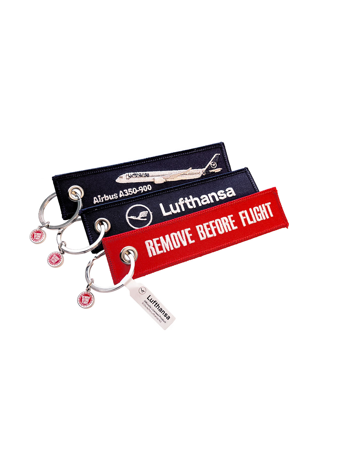Lufthansa REMOVE BEFORE FLIGHT Schlüsselanhänger 3er-Set - Airbus A350 / REMOVE BEFORE FLIGHT