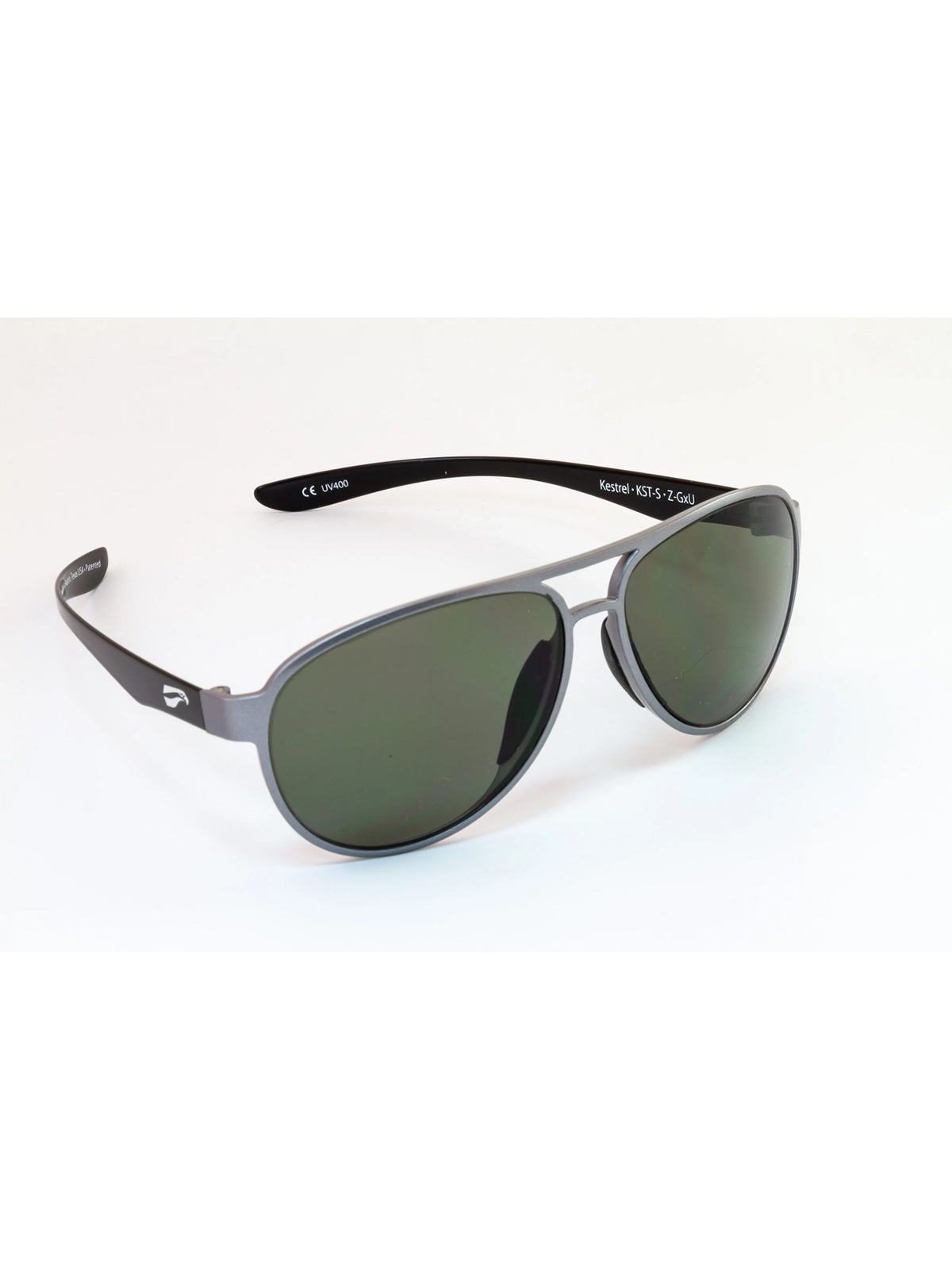 Flying Eyes Sunglasses Kestrel Aviator - Silver Front Frame, G15 (Neutral Green) Lenses