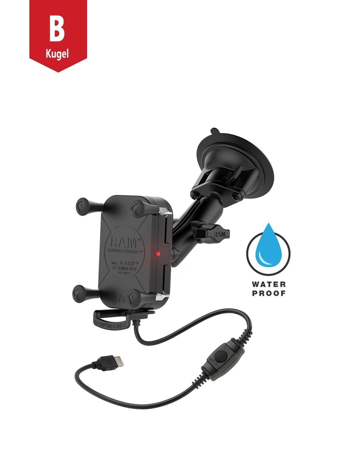 RAM® Tough-Charge™ Waterproof Wireless Charging Suction Cup Mount - RAM-B-166-UN12W RAM® Tough-Charge™ Waterproof Wireless Charging Suction Cup Mount - RAM-B-166-UN12W