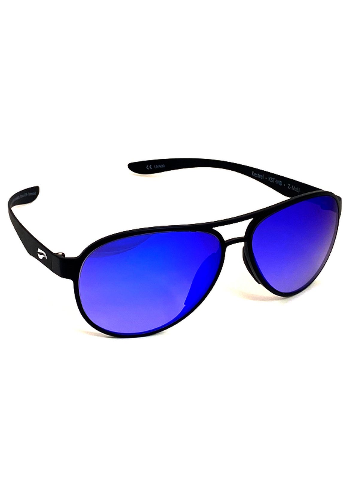 Flying Eyes Sunglasses Kestrel Aviator - Matte Black Frame, Gradient Mirrored Sapphire Lenses