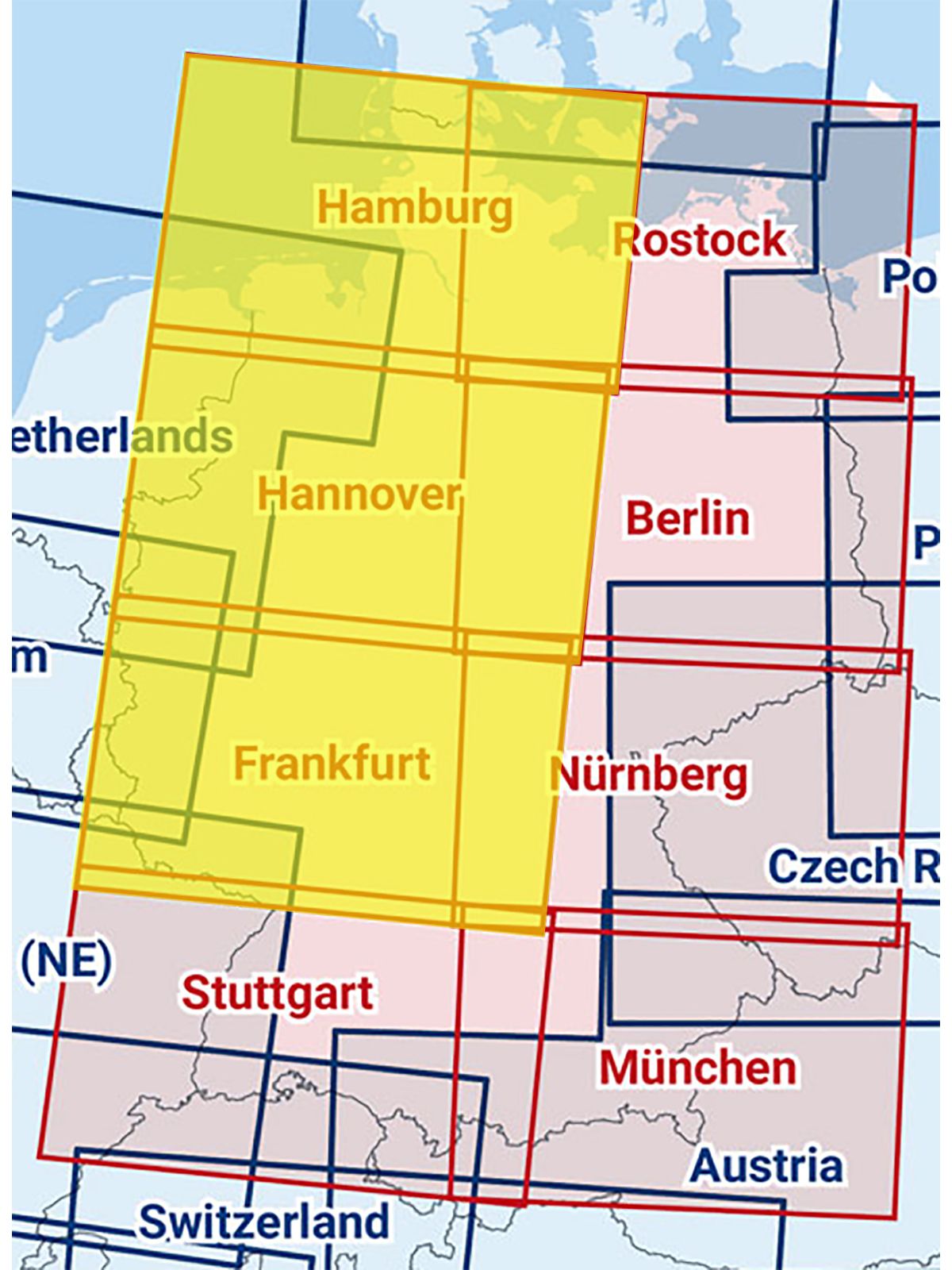 Hamburg / Hannover / Frankfurt - Zusammengesetzte ICAO Karte mit Folie, 2024